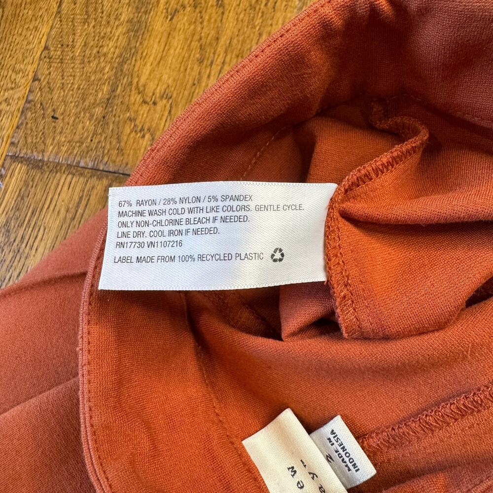 A New Day Women Kick Flare Soft Stretch Pants Pull On Size 2 Rust Orange - Picture 7 of 7